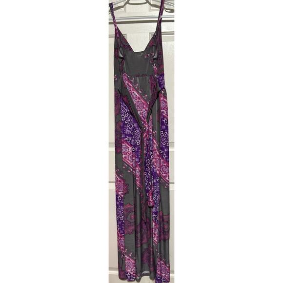NYC Women's Gray Purple Pink Maxi Adjustable Spaghetti Strap Summer Dress Size M - Picture 3 of 6